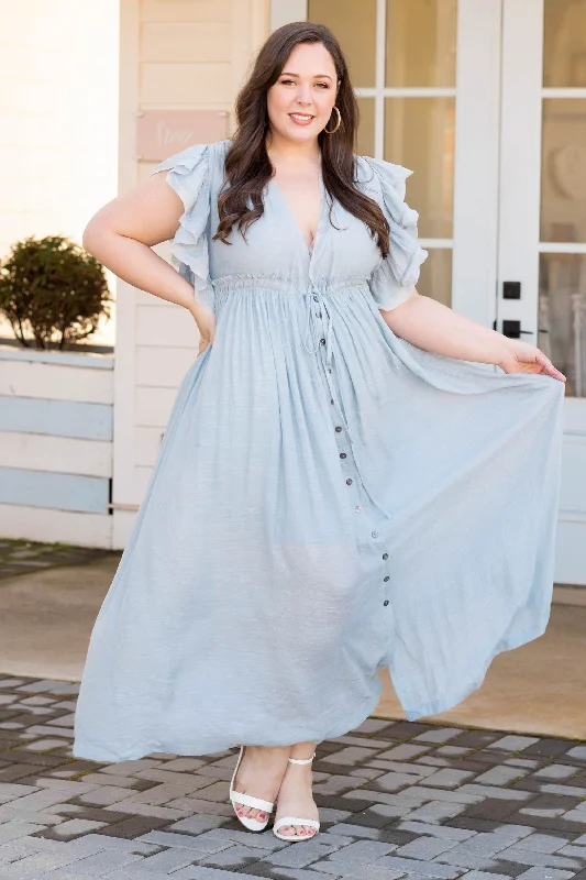 Stunning Vibes Maxi Dress, Misty Blue Budget-friendly maxi dresses