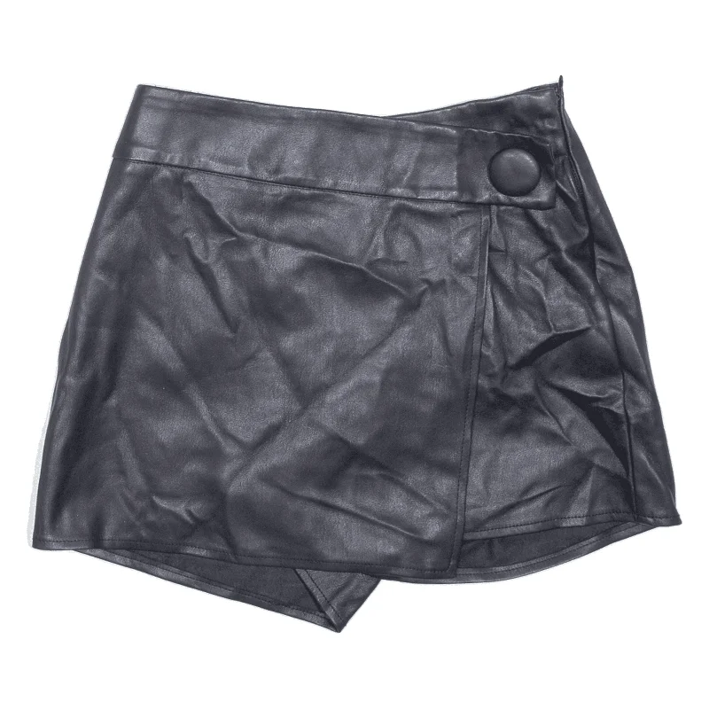 AMISU Faux Leather Womens Skort Skirt Black Short UK 4