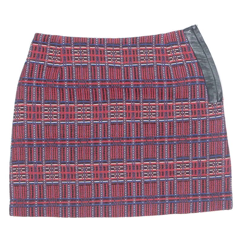 CLAUDIE PIERLOT Short Mini Skirt Red Check Womens S Tie Waist Mini Skirt