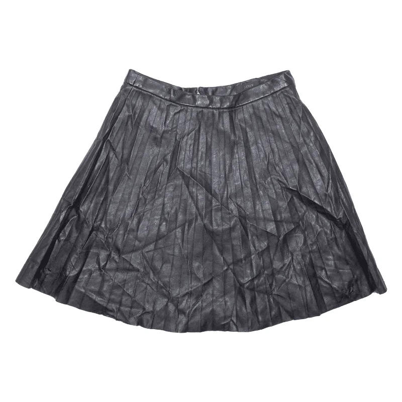 J.CREW Faux Leather Womens Pleated Skirt Black Short S