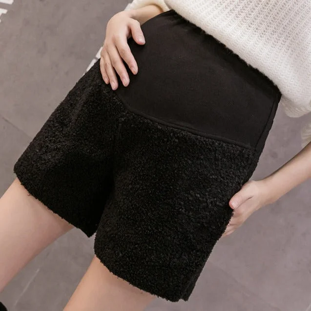 NiDELL . Pregnant Women Fashionable Stylish Shorts Autumn and Winter New Cashmere Pregnant Women Wide Leg Shorts Outer Wear Bootcuts