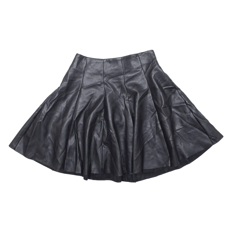 TALLY WEIJL Faux Leather Womens Pleated Skirt Black Short S Classic Denim Mini