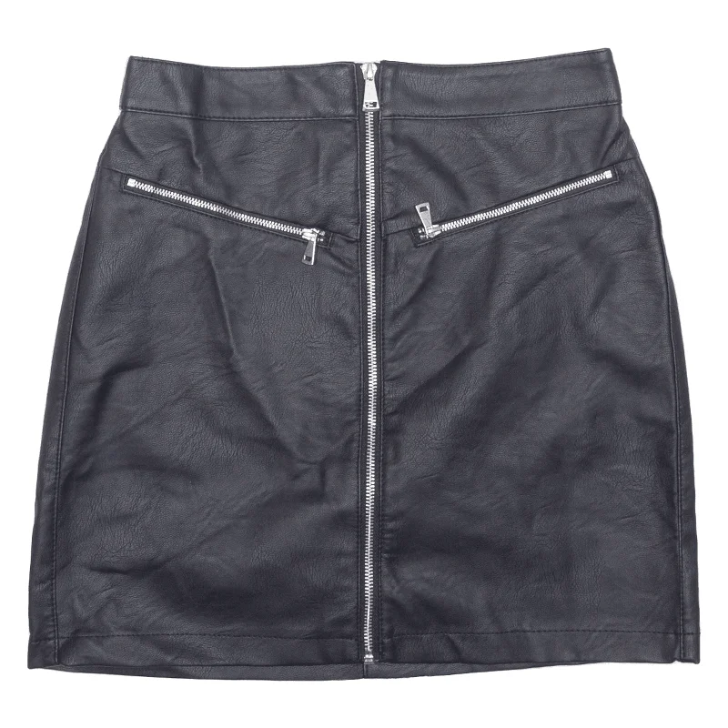 TERRANOVA Front Zip Womens Straight Skirt Black Short S Mini Skirt Classic