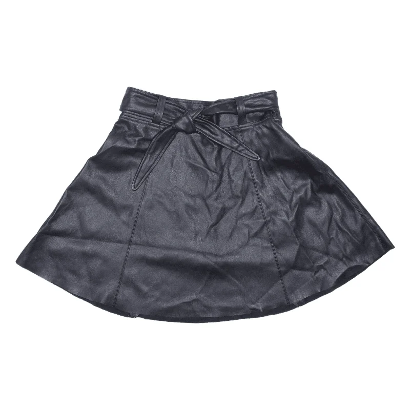 VERO MODA Faux Leather Belted Womens Skater Skirt Black Short S