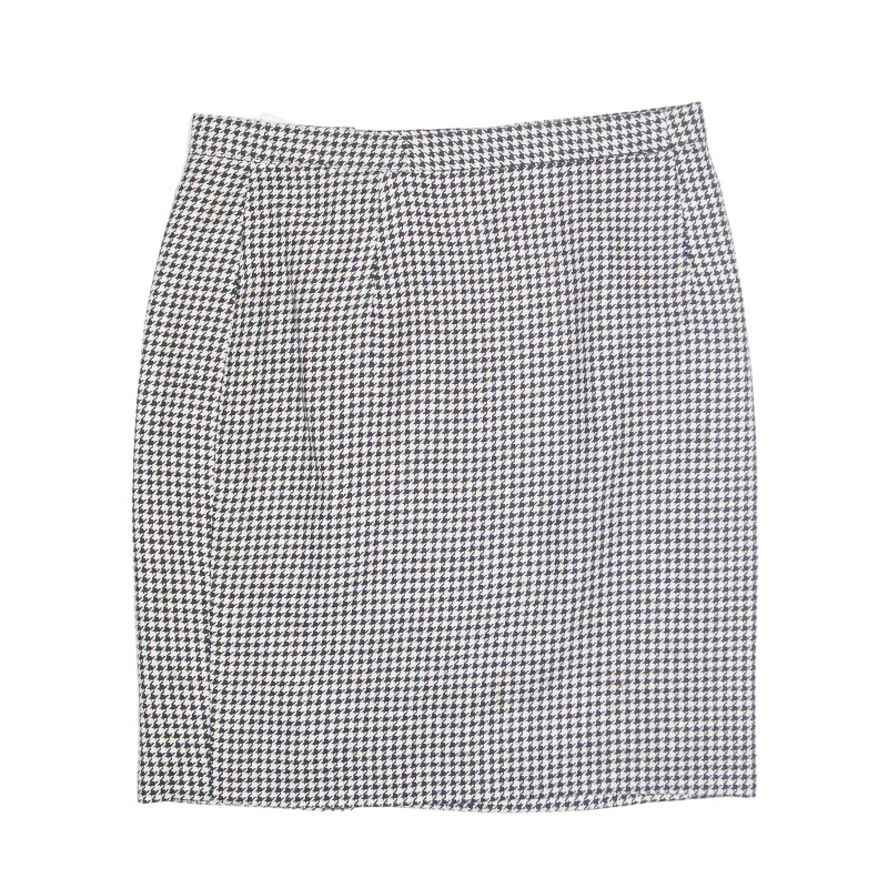 VINCENT BASTIEN Short Mini Skirt White 90s Houndstooth Womens M Button-up Mini Skirt