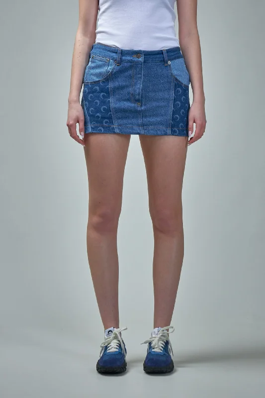 Regenerated Denim Mini Skirt Summer Mini Skirt