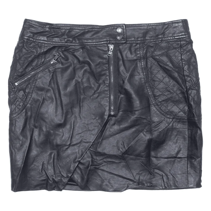 YES NO Faux Leather Womens Wrap Skirt Black Short Viscose UK 10 Comfortable Mini Skirt