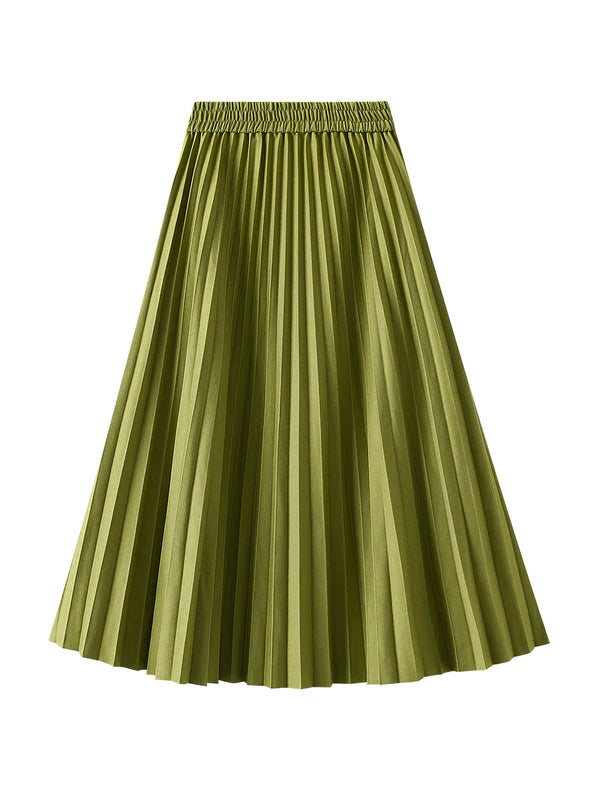 LONG HIGH WAIST PLEATED SKIRT Elegant Long Skirt