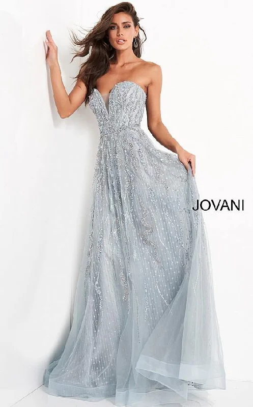 Jovani 04633 Long Beaded Strapless Evening Dress Chiffon party dresses