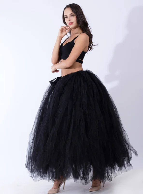 Black Tulle Long Puff Tutu Skirt Maxi Skirt Set