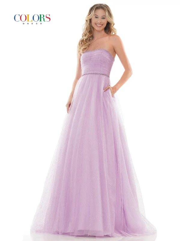 Colors 2703 Colors Long Formal Strapless Prom Ball Gown Leather party dresses