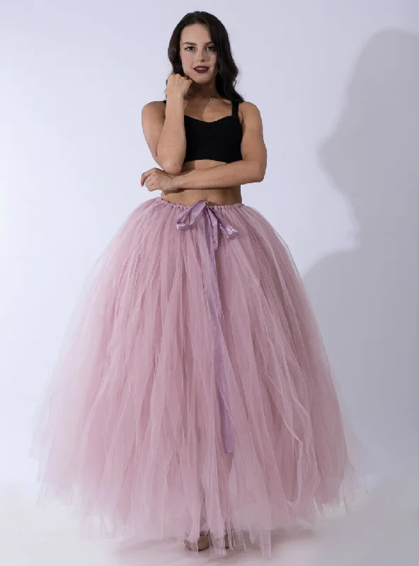 Dusty Pink Tulle Long Tutu Skirt Vintage Maxi Skirt