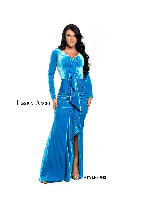 Jessica Angel Long Sleeveless Formal Velvet Gown 845 Birthday party dresses