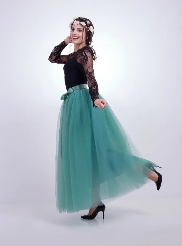 Light Green Gauze Mop Floor Long Skirt Slim-fit Maxi Skirt