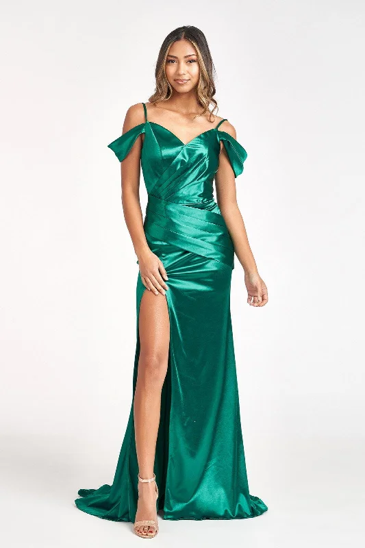 Long Satin Off Shoulder Mermaid Evening Dress Cheap party dresses