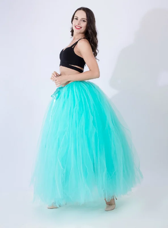 Mint Green Tulle Long Tutu Skirt Comfortable Maxi Skirt