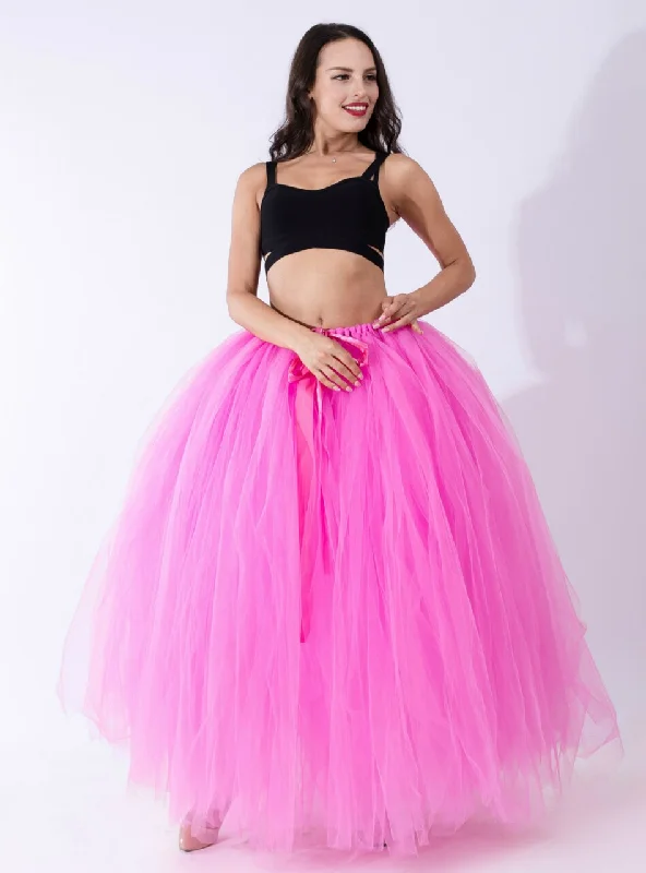 Pink Tulle Long Tutu Skirt Stylish Maxi Skirt