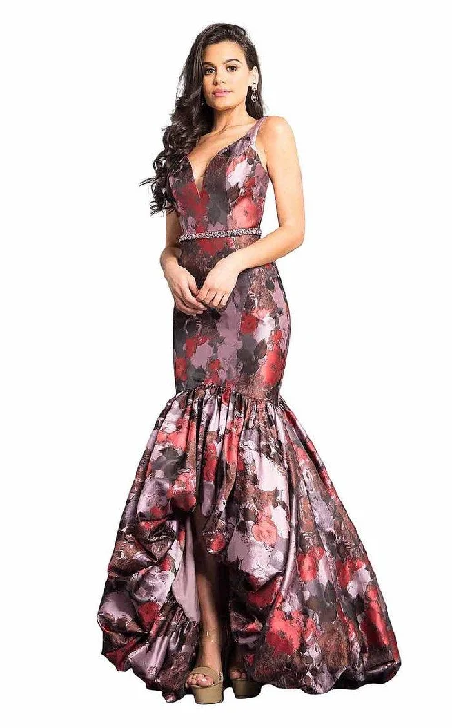 Rachel Allan High Low Floral Mermaid Prom Gown 8357 Comfortable party dresses for all-night wear