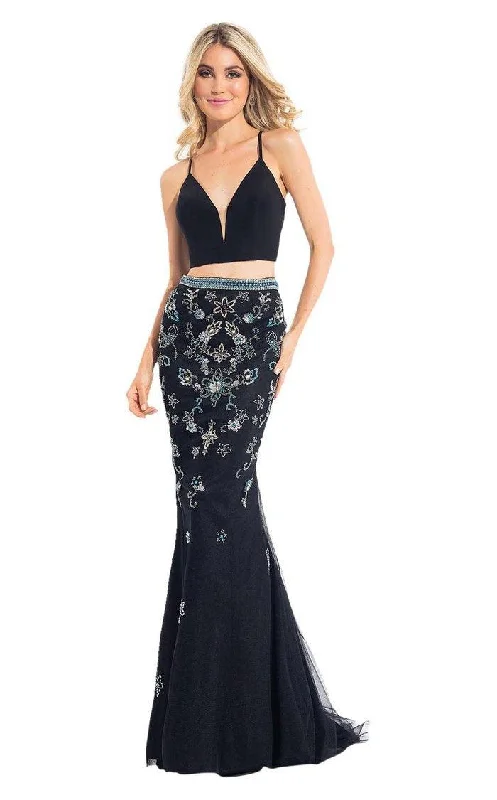 Rachel Allan Prom Two Piece Floral Beaded Gown 6042 Graduation party dresses