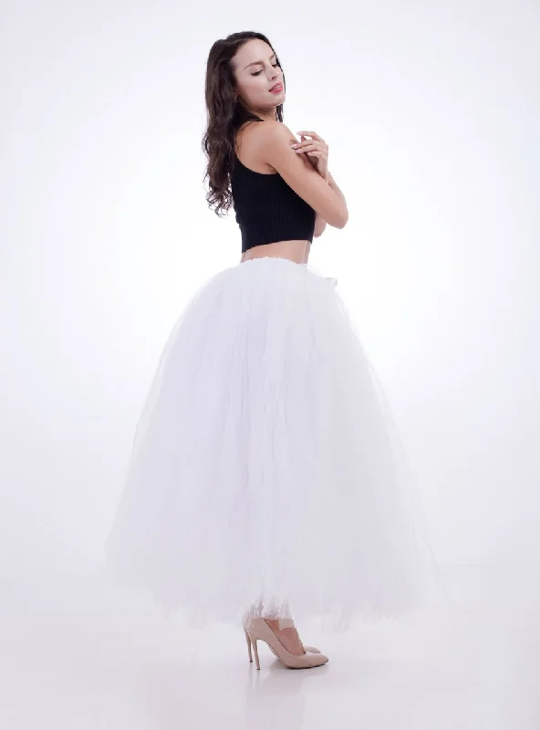 White Tulle Long Tutu Skirt Bohemian Maxi Skirt