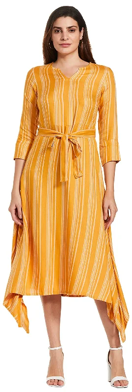 AND Rayon a-line Dress (Yellow) Everyday wear unclassified dresses