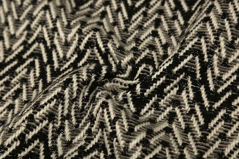 Black & Grey Abstract Boucle Fabric