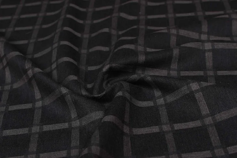 Black & Silver Gray Checks Cotton melange Twill Fabric Popular unclassified dresses