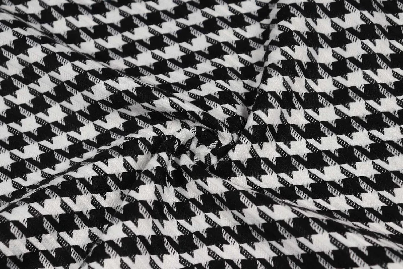 Black & White Checks Cotton Blend Houndstooth Fabric Chic unclassified dresses