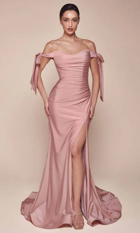 Cinderella Divine - CD943 Off-Shoulder Luxe Jersey Prom Dress Vintage unclassified dresses