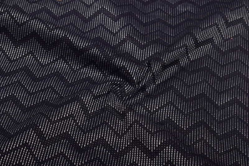 Dark Navy Blue Chevron Cotton Blend Tussar Fabric Sequin unclassified dresses