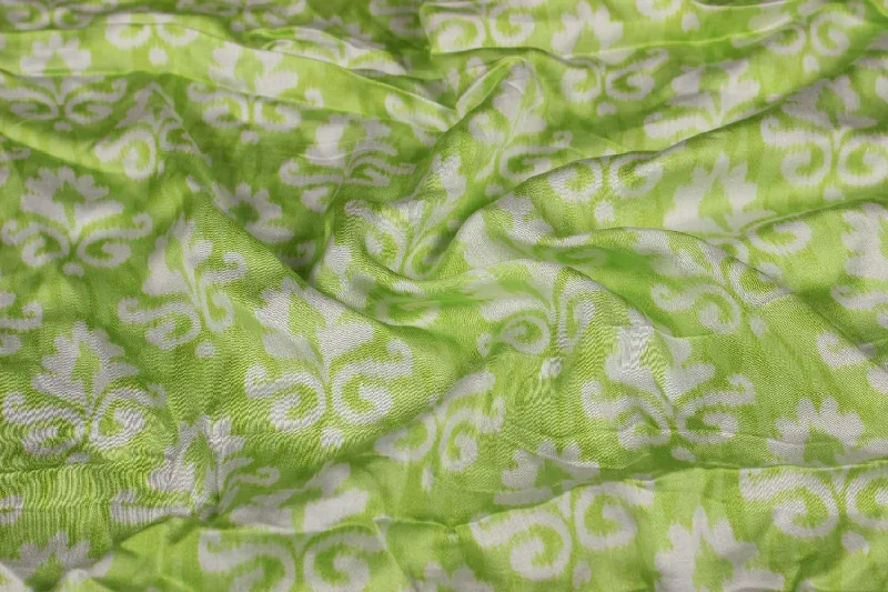 Light Green & White Motifs Modal Satin Fabric Trendy unclassified dresses