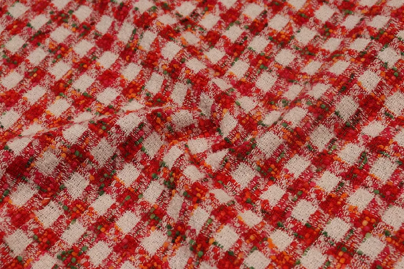 Multicolor Check Boucle Fabric