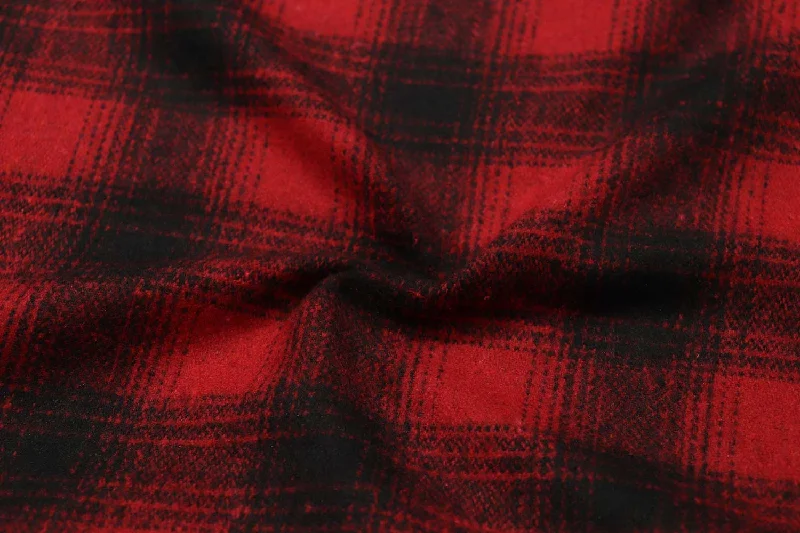 Red & Black Checks Boucle Fabric