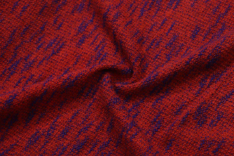 Red & Blue Abstract Boucle Fabric