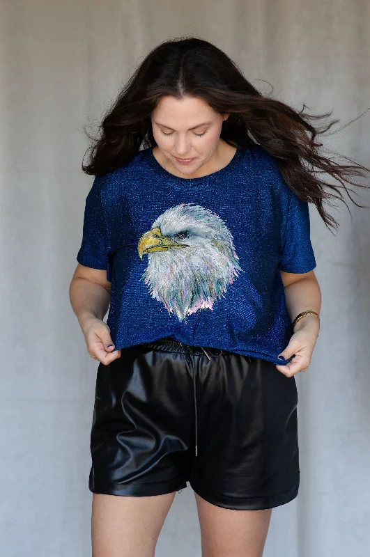 School Spirit Signature Blue Sparkle Mascot Tee EAGLES Spring unclassified dresses