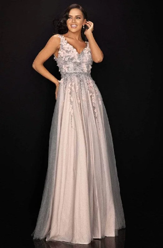 Terani Couture - 2011P1207 Embellished Sleeveless Prom Dress - 1 pc Silver Blush In Size 12 Available Lounge unclassified dresses