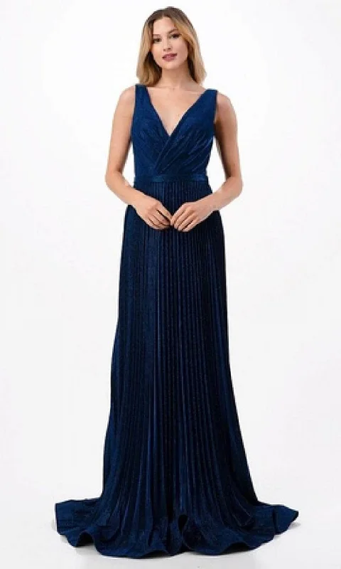 Trevi Collection L2714 - V-Neck Pleated A-Line Prom Dress Travel unclassified dresses