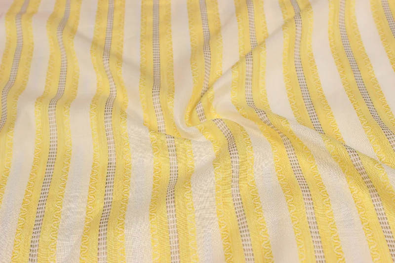 Yellow & Cream Stripes Yarn Dyed Dobby Fabric Minimalist unclassified dresses