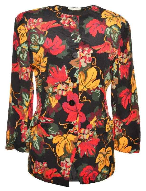 Floral Pattern 1980s Multi-Colour Jacket - XL Floral dresses under $50