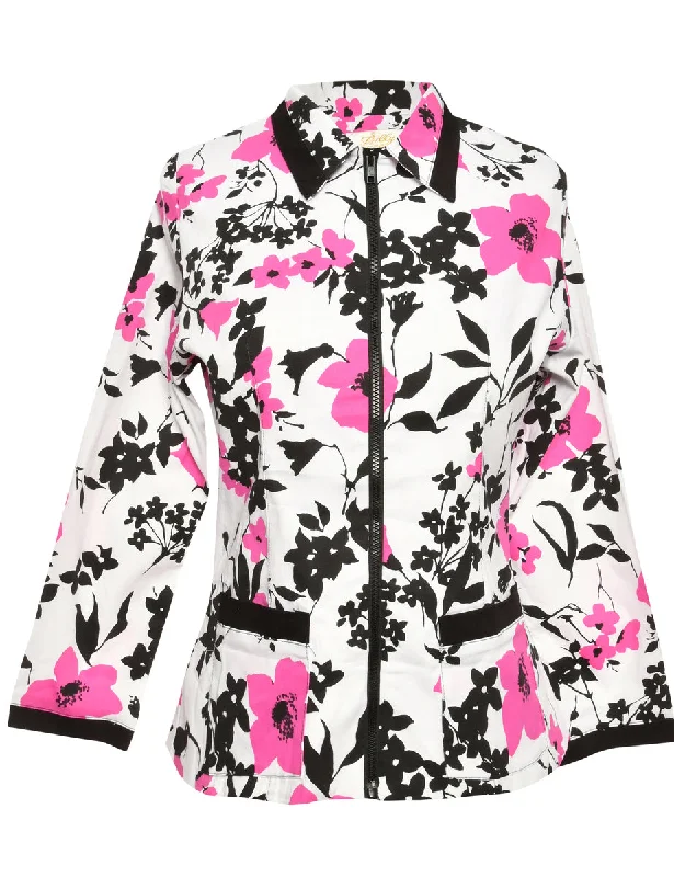 Floral-Pattern Purple & White Jacket - XL Anniversary floral dresses