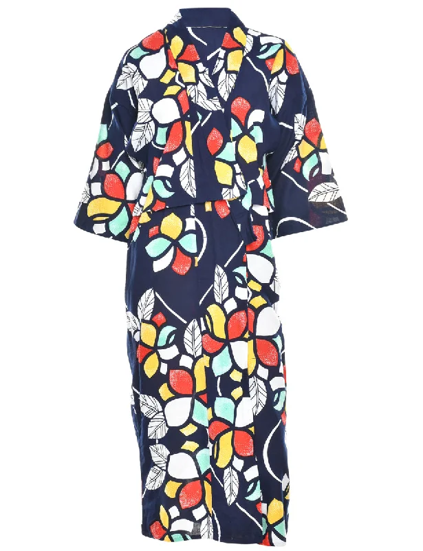 Floral Print Full Length Kimono - L Spring floral dresses