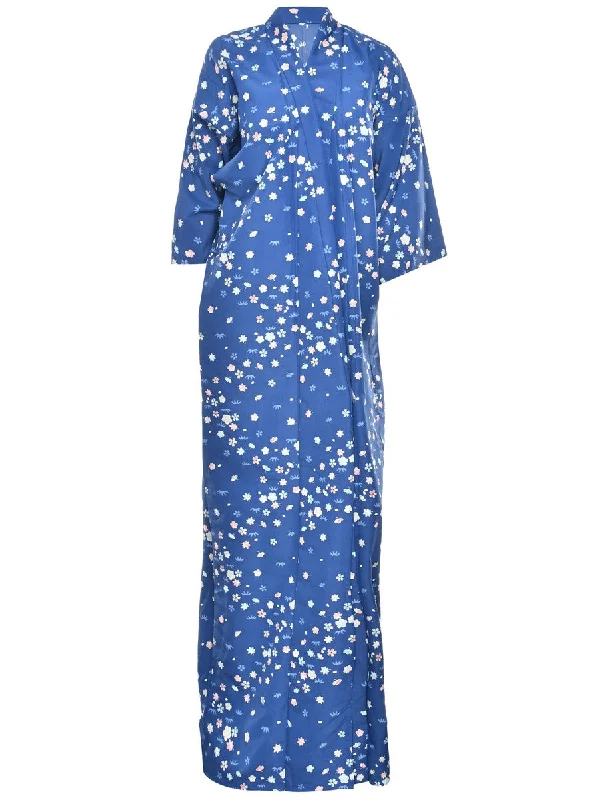 Floral Print Full Length Kimono - L Organza floral dresses