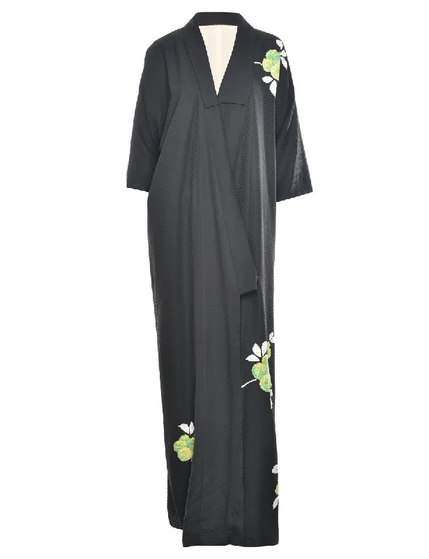 Floral Print Full Length Kimono - XL Retro floral dresses