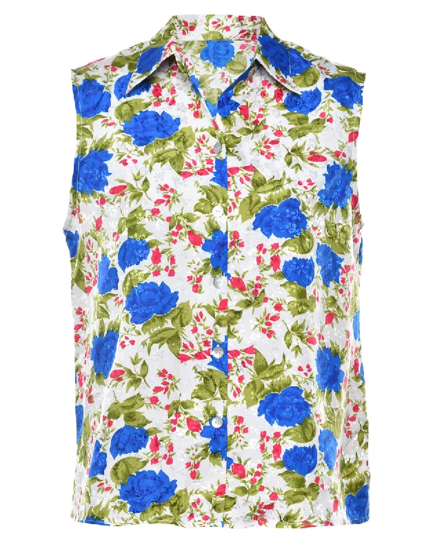 Sleeveless Floral Blouse - M Wrap floral dresses