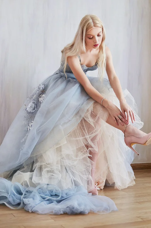 Celestial Couture's Ethereal Tulle A-Line Gown: Embrace Goddess-Like Allure