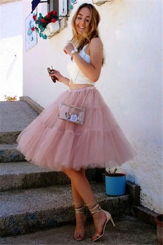 Chic Two-Pieces Tulle Sleeveless Homecoming Dress Tulle Dress Party