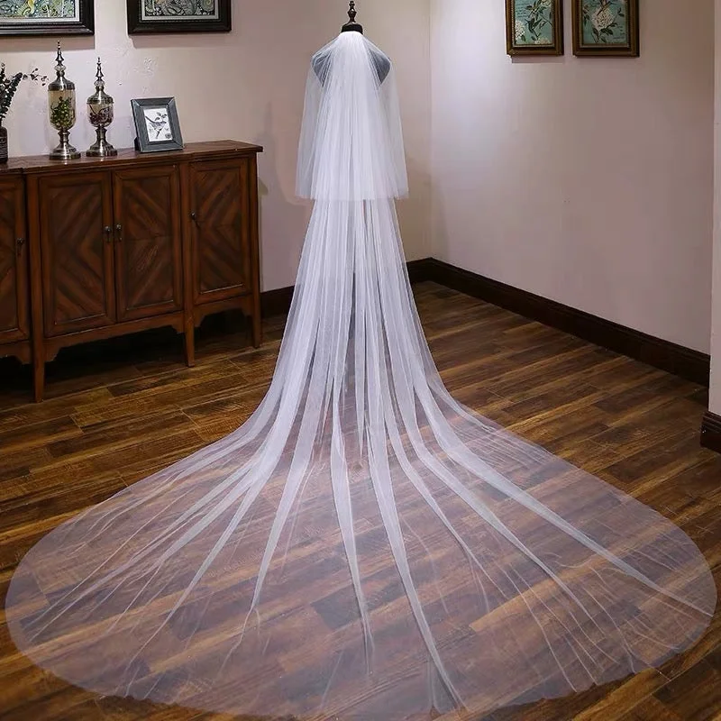 Ivory Tulle Wedding Veils Bridal Cathedral Veil JV001