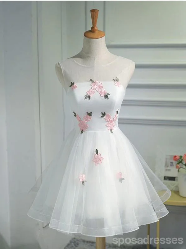 Simple Lace Applique Tulle Cheap Short Homecoming Dresses Online, CM667 Pleated Tulle Dress