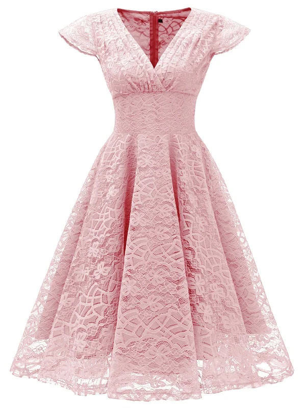 1950s Cap Sleeve Swing Lace Dress