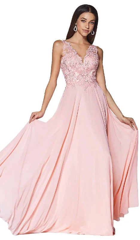 Cinderella Divine - UJ0123 Beaded Lace Chiffon Prom Dress Lace A-line Dress